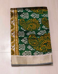 Green Printed Saree