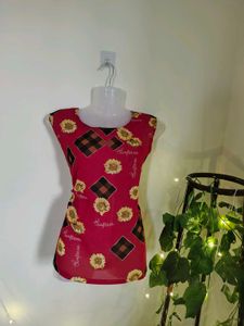 Red Floral Chinese Top