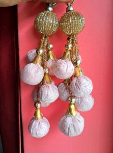 Baby Pink &amp; Gold Tassel Latkan..