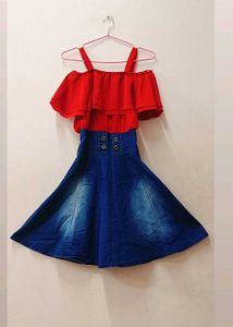 Cute Red & Denim Dress