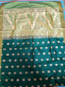 Elegant Green & Gold Saree