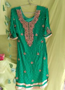 Heavy Party Wear Green Suit.