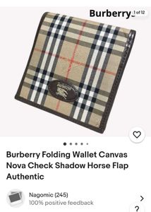 Authentic BURBERRY Folding Wallet Nova Check Flap