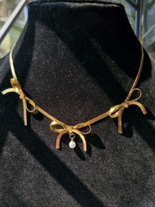 Antitarnish Snake Chain Bow Necklace Set