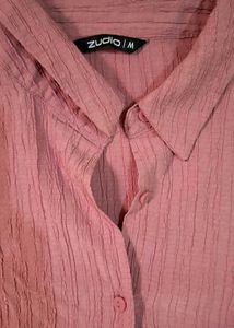 Pink Textured Button-Up Shirt