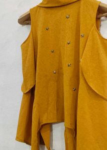 Mustard Cold Shoulder Vest