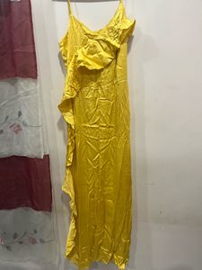 Yellow Ruffle Slip Dress