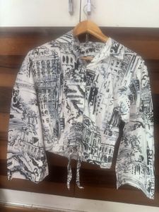 Zara Printed Tie-Front Top