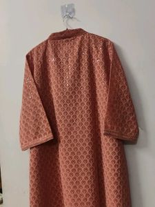 Elegant Peach Embroidered Kurta