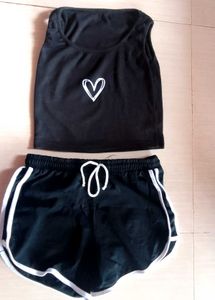 Black Heart Tank & Shorts Set