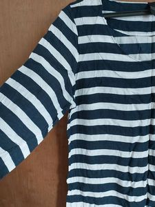 Black and white cotton striped Tunic top Daily wea