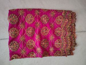 Pink And Golden Dupatta