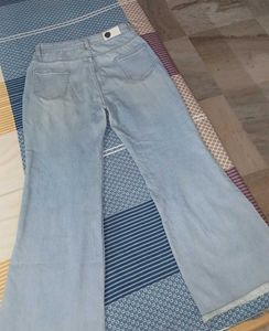 a flared denim jeans