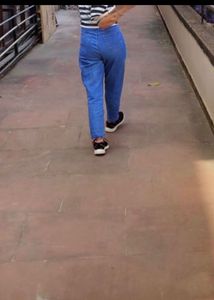 Blue Straight Fit Mom Jeans