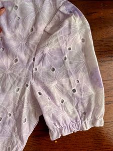 Lavender Floral Cutout Top