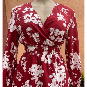 Floral Print Vacation Long Sleeve Dress