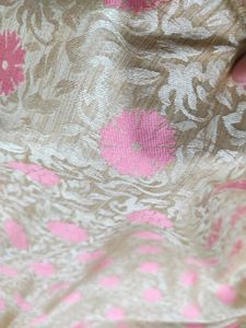 Cream &amp; Pink Colored Saree