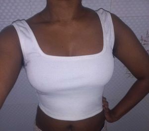 White Ribbed Tank Top