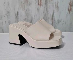 ZARA Airfit White Platform Sandals