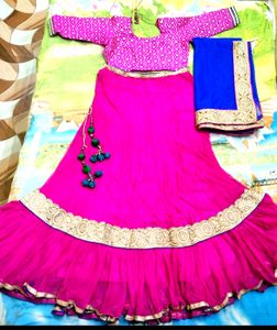 Pink&amp; Blue 🩷💙 Colour Lahenga Choli Set With Heav