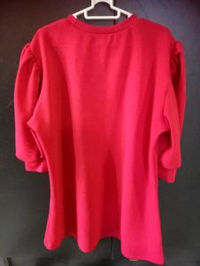 Red Puff Sleeve Tunic Top