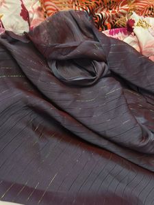 Chiffon Saree Fabric With Lured Line