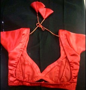 Non Padded Satin 1 Hook Backless Deep Neck Blouse
