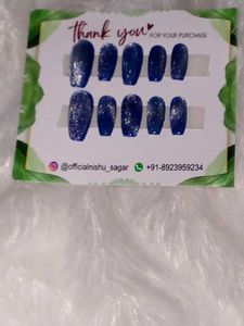 Blue Glitter Press-On Nails