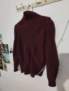 Burgundy Knit Turtleneck Sweater