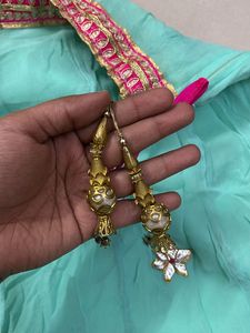 Pastel Green Lehenga Skirt With Pink Border 💖