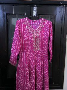 Pink Bandhani Print Dress