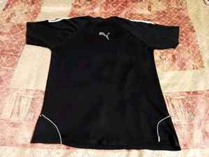 Classic Black Dry-Fit Sports T-Shirt with White