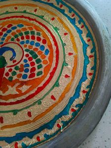 Round Silver Serving Tray with Beaded Edge