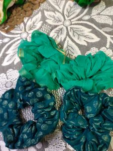 Any 3 @100rs Multi Colored Hand Made Scrunchies