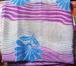 Floral Print Purple Saree