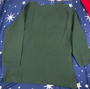 Embroidered Olive Green Top