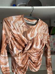 Brown Pretty  Mesh Top