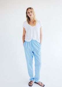 H&amp;m Light Blue Linen Joggers