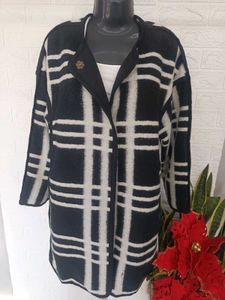Imported Checkered Overcoat
