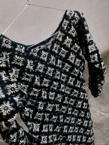 Black Embroidered Kurti Garara With Dupatta