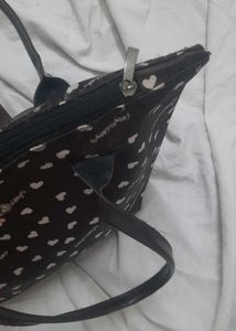 Cutesy Heart Print Brown Bag