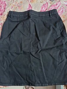 Button Front Denim Skirt