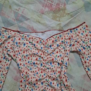 Y2k Floral Long Sleeve Off Shoulder Top