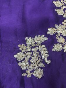 Purple &amp; Gold Embroidered Saree