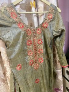 Grey Silk Partywear Kurti