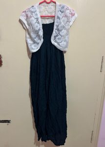 Black Dress with Lace Shrug