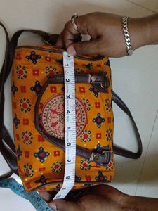 Mustard Kalamkari Printed Handbag