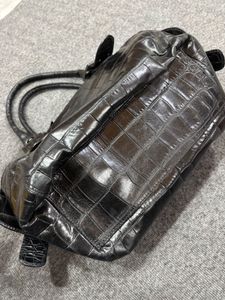 Y2k Black Croc-Embossed Leather Handbag
