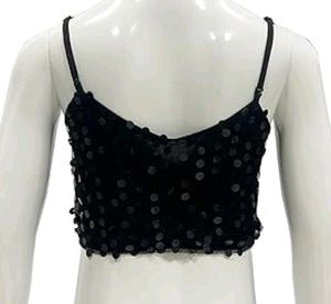 Black Sequin crop top