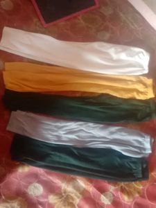 Kids 5leggins 2green One Is Grey On White ,Cream